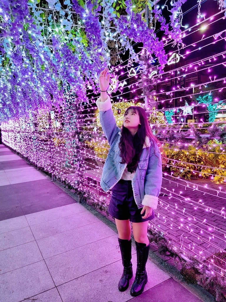 淡水老街廣場燈飾-紫藤光廊網美照
